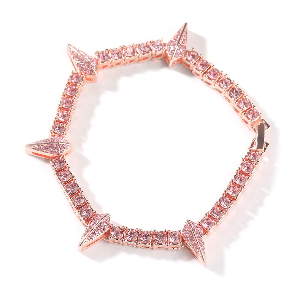 

Європейський та американський хіп-хоп браслет з чорною пантерою та стразами - Мінімалістичний унісекс дизайн 8 inch золотий/Яскраво-рожевий