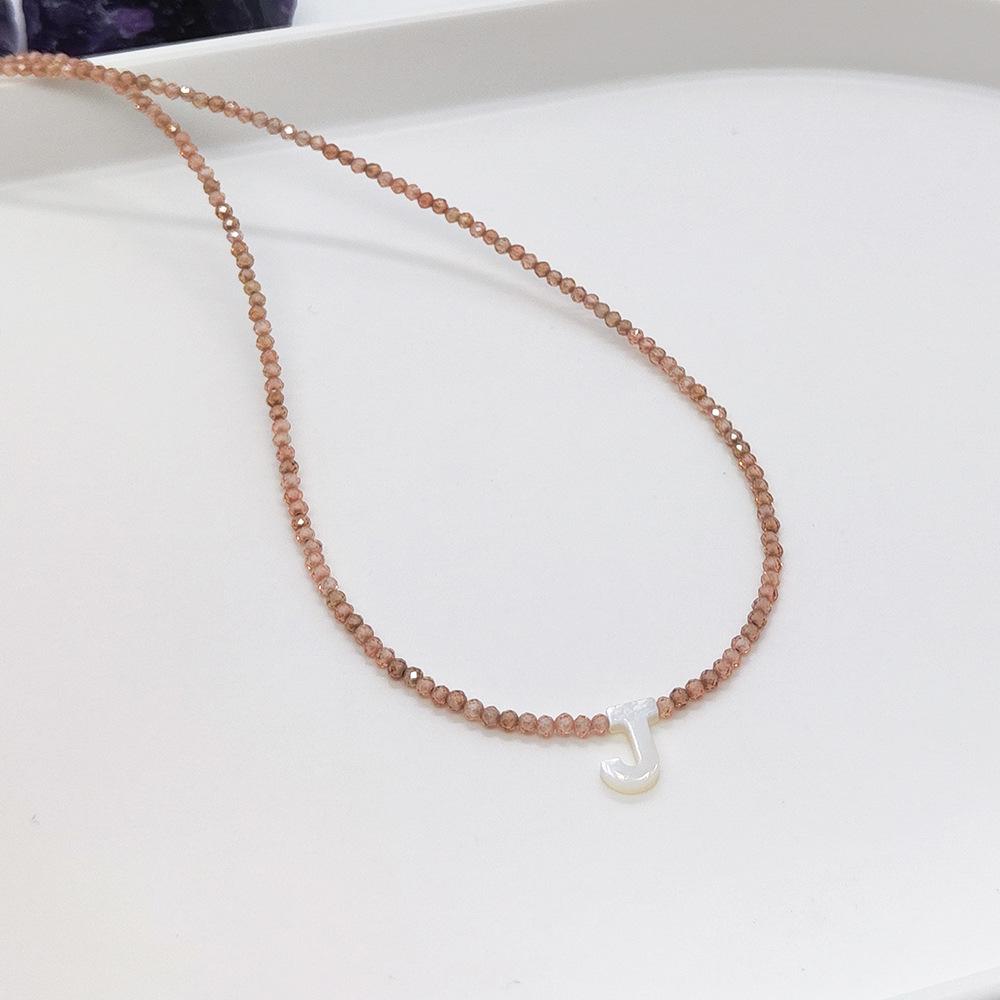 Elegant 2m Zircon Beaded Clavicle Chain: 26-Letter Deep Sea Shell Necklace for Women.
