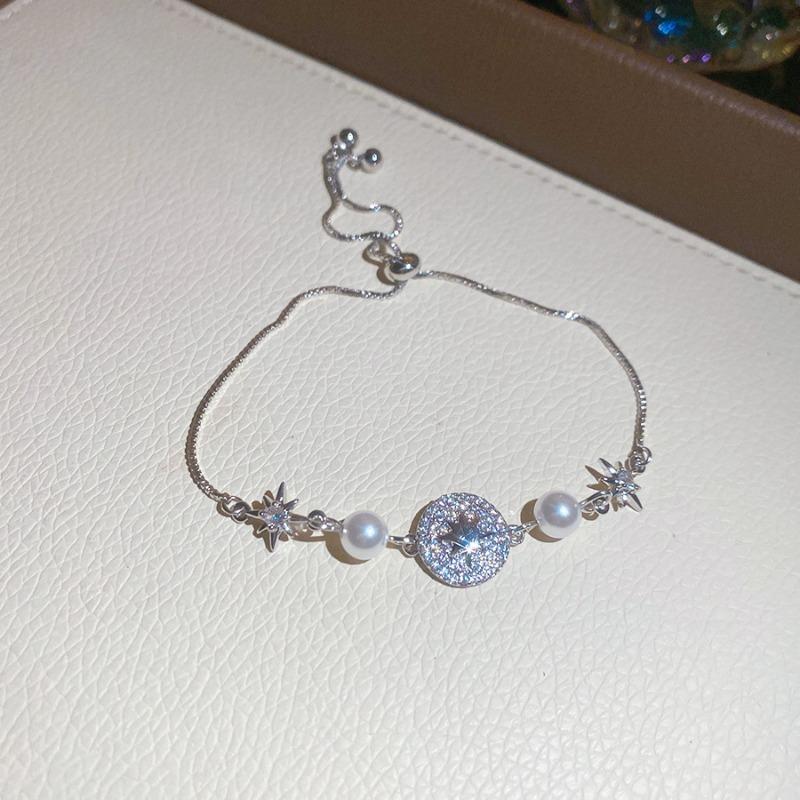 Monet Garden~ Super Sparkling Zircon Flower Round Bracelet Light Luxury Delicate Bracelet Sweet Versatile Jewelry