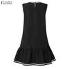 ZANZEA Women Casual Round Neck Loose Sleeveless Dress