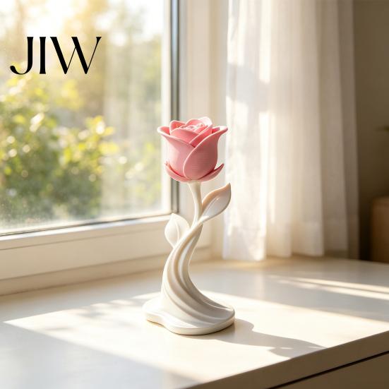 Niche Home Ornaments Modern Rose Sculpture, 3D Printed Minimalist Floral Decor, Abstract Valentine Day Gifts Flower Statue for Office, Elegant