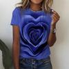 Women's Valentine Rose T Shirt Basic Rose Regular Tops Short Sleeve Round Neck Print Regular Fit Holiday Weekend Pink