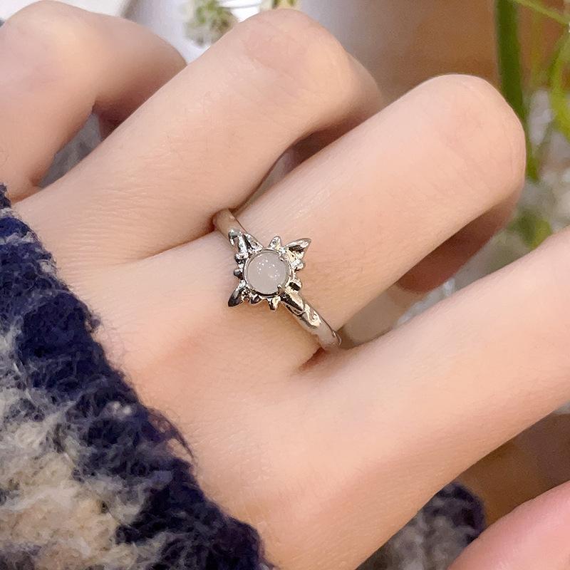 Star Moonstone Irregular Opening Ring Cold Wind Advanced Sense Personality Niche Design Sense Ring Female