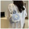 1Pcs Large Capacity Bow Shoulder Bag Multi Functional Korean Style Lace Plaid Backpack Travel Canvas Backpack Book Bag