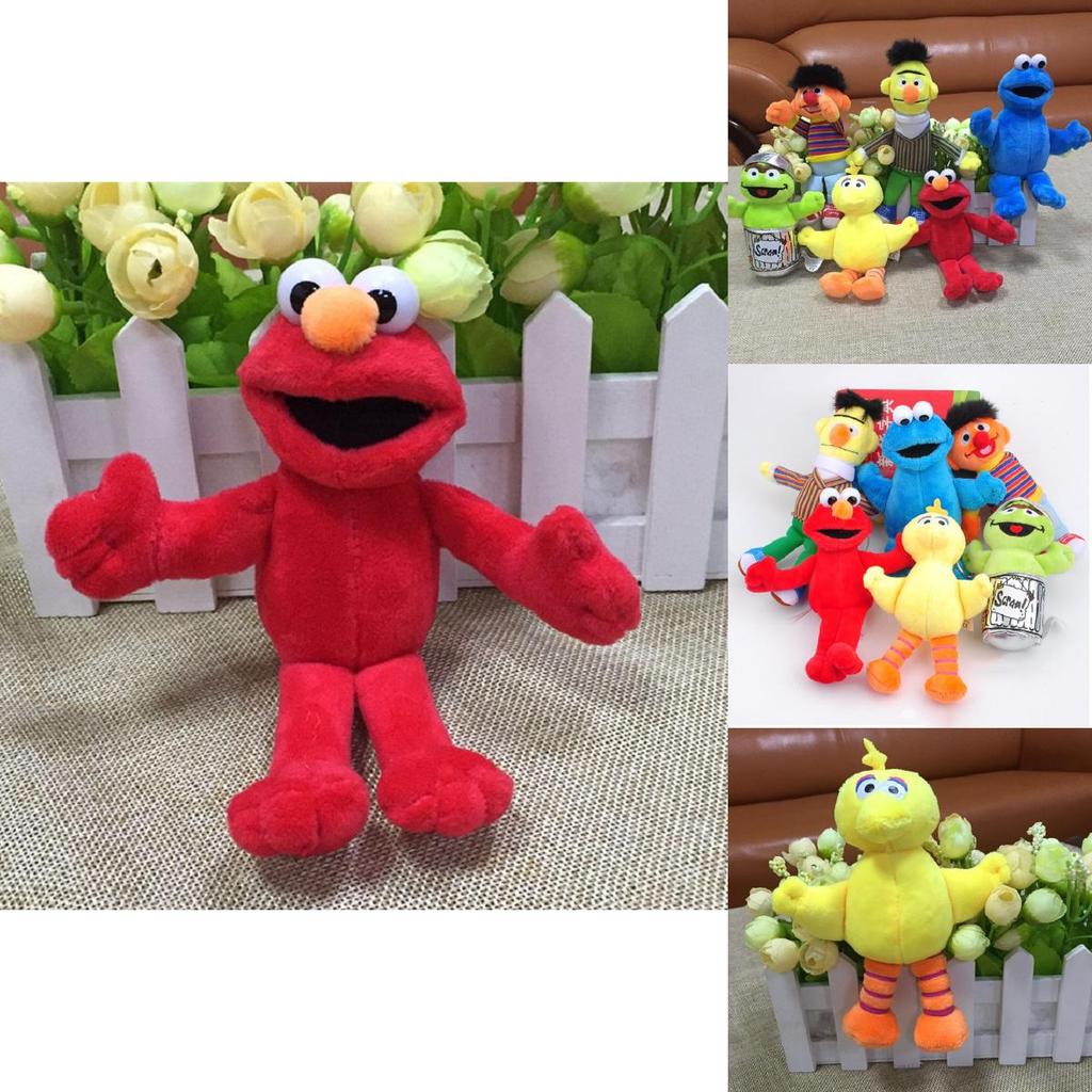 Adorable 6pcs Sesame Street Plush Doll Set Featuring Cookie Monster Elmo Big Bird Bert Ernie