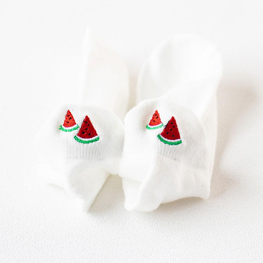 Cute Short Socks Women Set Strawberry Avocado Ankle Socks White Cartoons Cotton Low Cut Kawaii Fun Socks