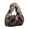 Leopard Print Fuzzy Handbag Women Faux Fur Shoulder Bag Fluffy Purse Furry Tote for Winter Daily Commute Date Shopping