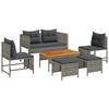 Garden Sofa Set with Cushions 6 Pcs Grey and Dark Grey Poly Rattan