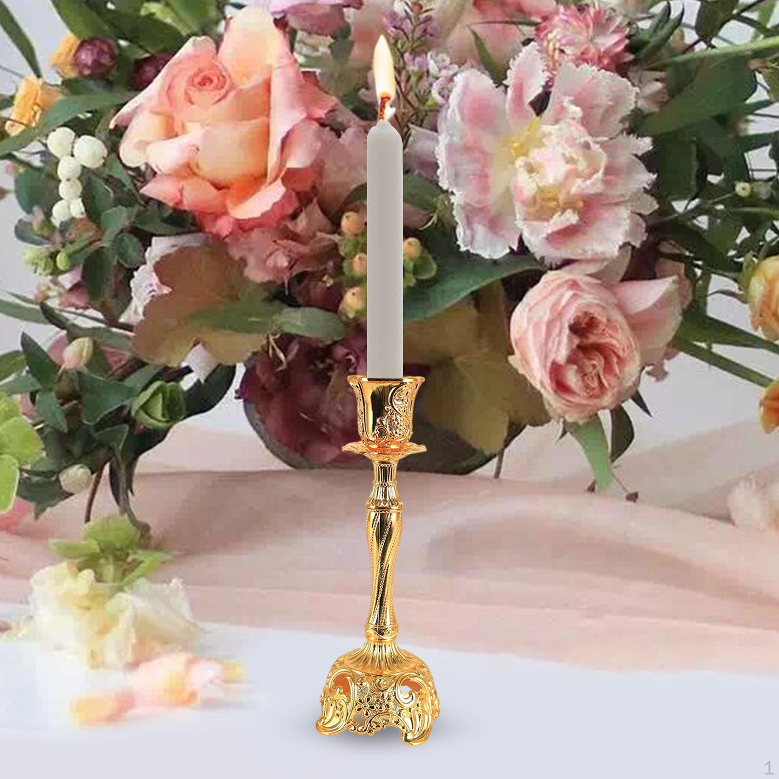 

Candle Holder Candlestick Ornament Crafts Sturdy Metal Candelabra for Dining Room Desktop Gold