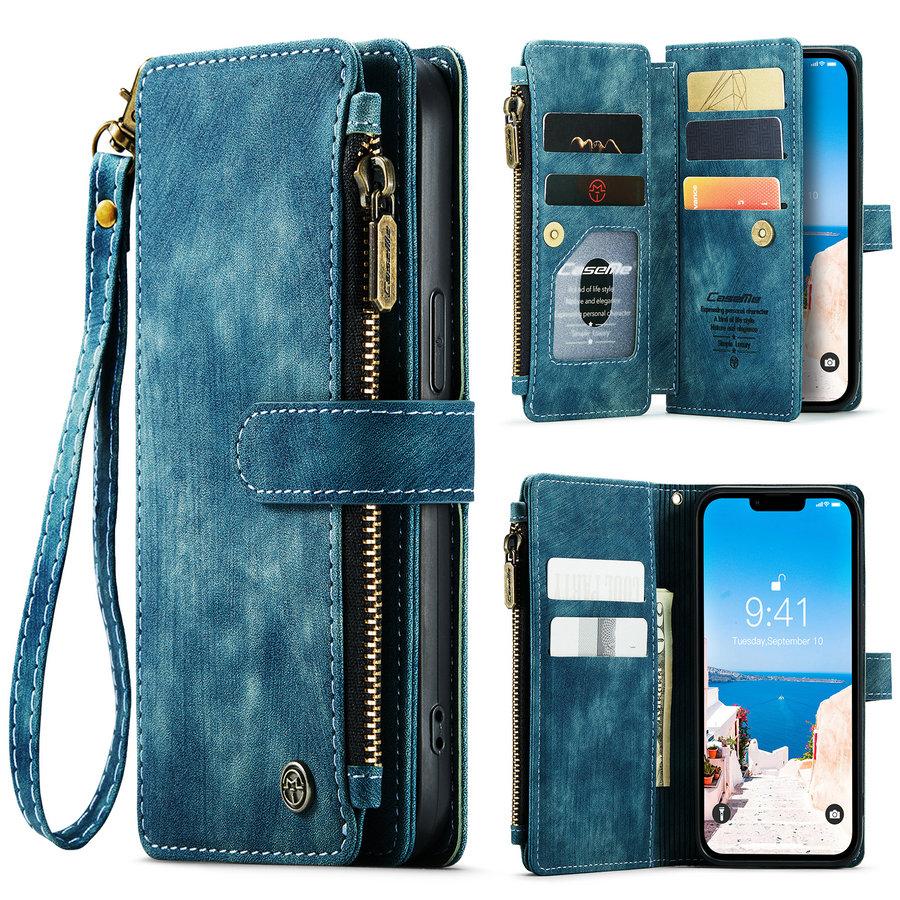 CaseMe Retro Phone Cover for iPhone 16 Pro Max Case With Stand Durable Zipper Wallet Pouch for iPhone 15 Pro Max 14 13 12 Case