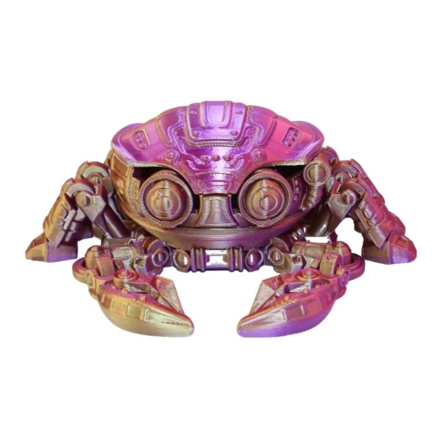 14CM 3D Printed Mechanical Crab Model Movable Joints Novelty Desk Decor Anti Stress Toy Miniature Collectible Birthday Gift