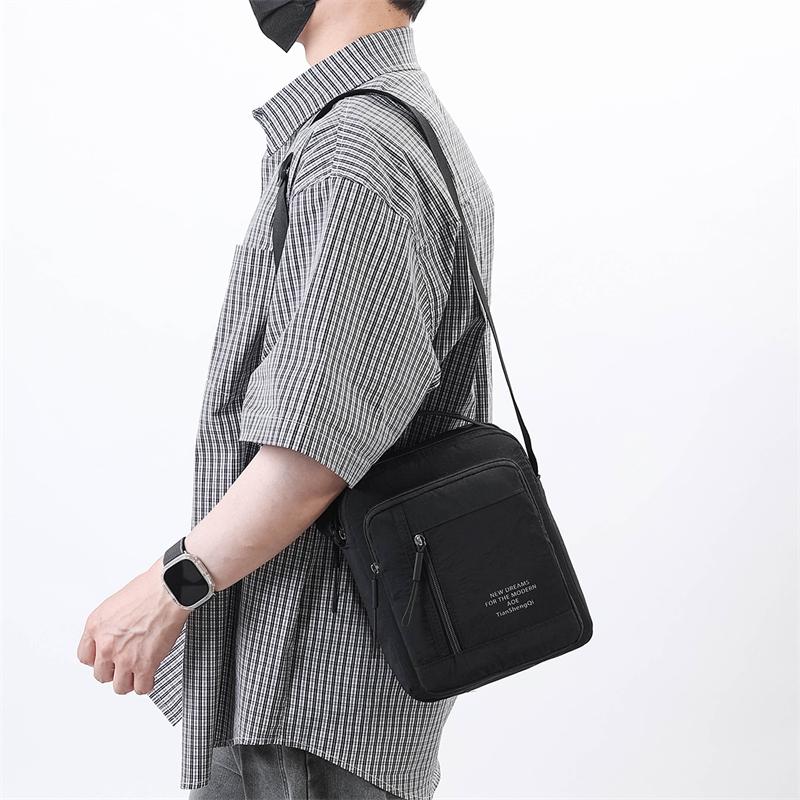 Men's Nylon Crossbody Backpack Fashionable Versatile Summer New Style Waterproof Single Shoulder Sling Bag Simple Design