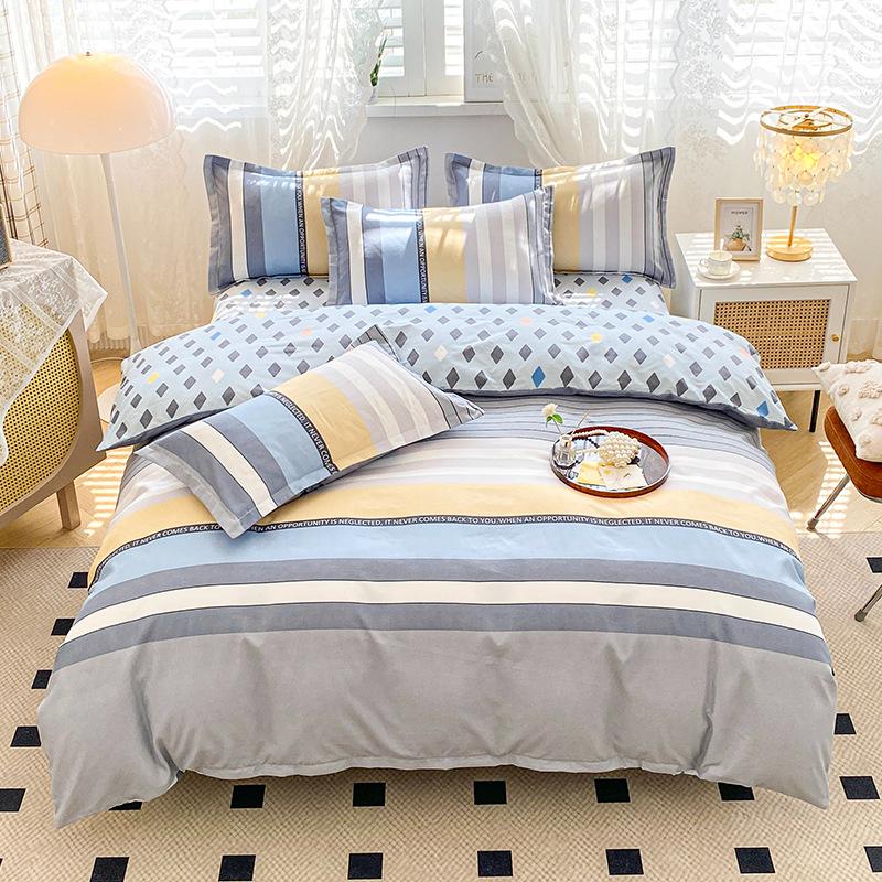 Skin-friendly Cotton Plant Cashmere Thickened Sanded Four-piece Bedding Set Dormitory Three-piece Set Bed Sheet Quilt Cover