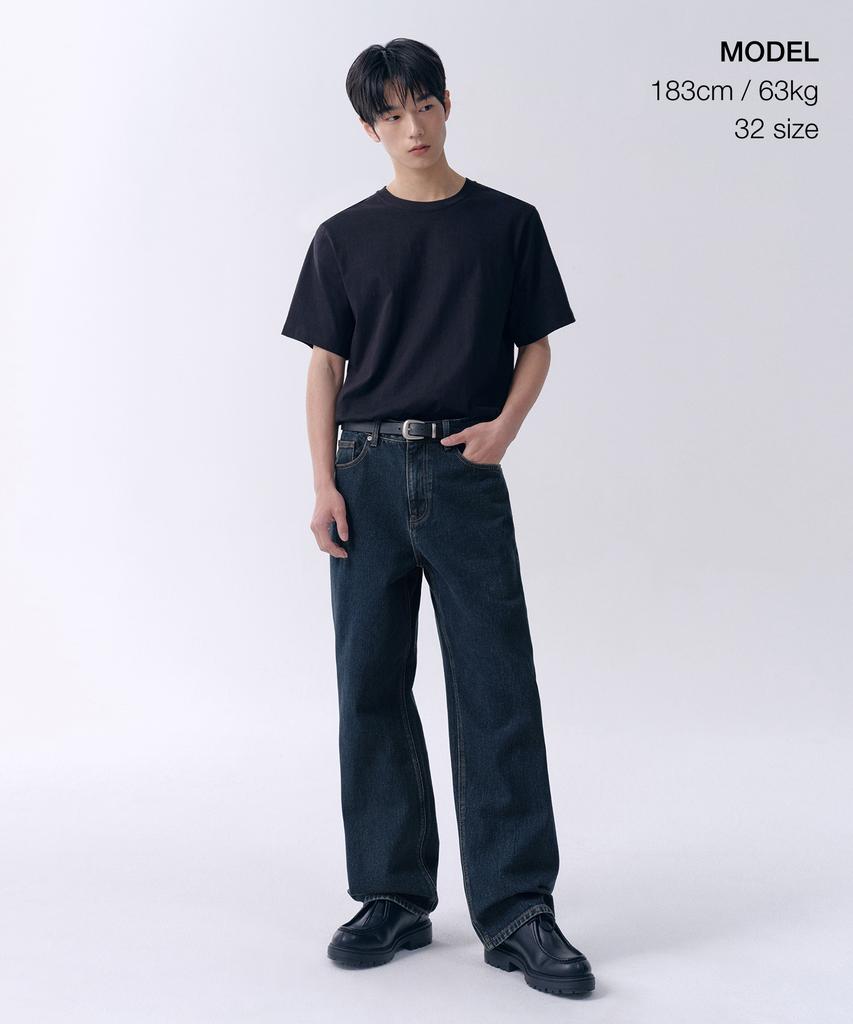 MUSINSA STANDARD Wide Denim Pants [Dark Blue]