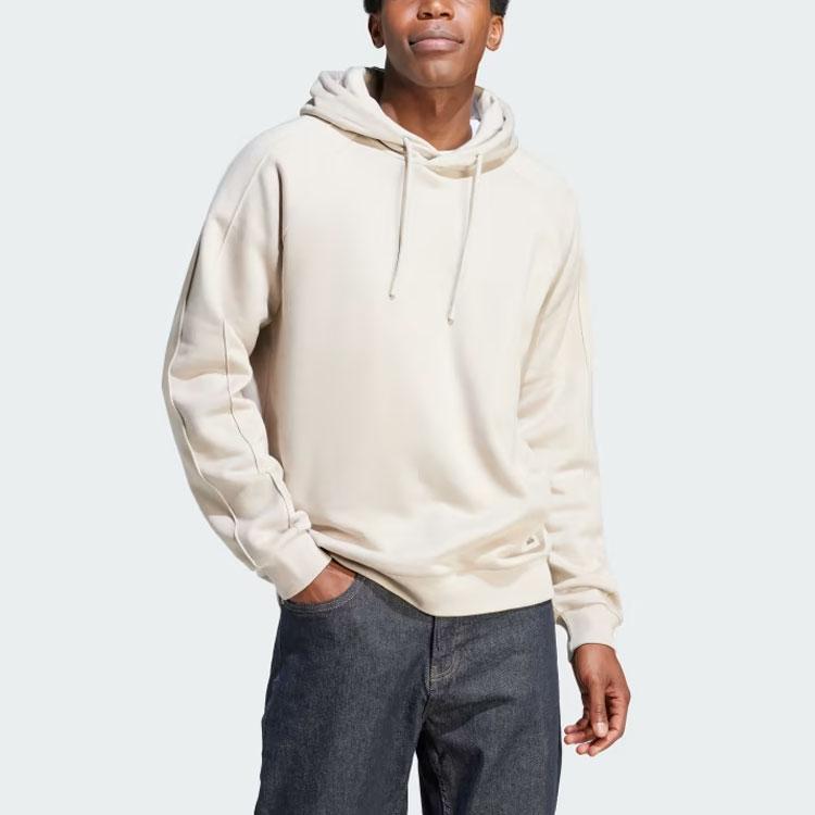 Adidas The Safe Place Hoodie Solid Logo Loose Long Sleeve Hooded Sweatshirt Men Hoodies Beige IS7489