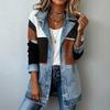2026 Womens Elegant Slim Fit Long Sleeve Jacket Patchwork Polo Neck Office Wear