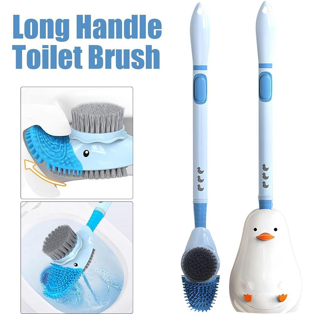 

Щетка для ванной комнаты с длинной ручкой, силиконовая щетка для чистки уток, милая щетка для глубокой чистки унитаза, домашняя