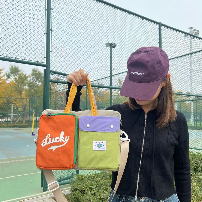Women's Niche Color Blocked Cartoon Pattern Computer Bag, Portable One Shoulder Handbag, University Style Daily Commuting Bag