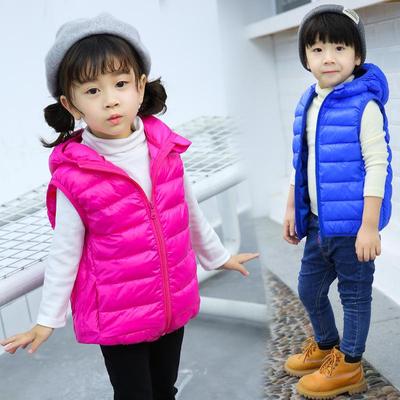 2024 Girls' Hooded Lightweight Cotton Winter Vest for Elementary Students
