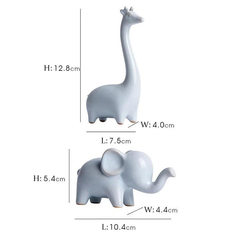 Elefant Giraffe Mini Keramikfigur Desktop Tier Skulptur Modern Minimalistisch Dekorative Ornamente für Heim- Bürodekor