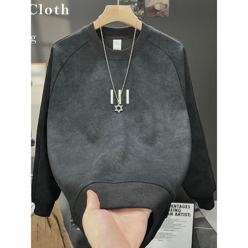 

Hot Stamping Popular Light Luxury Top Men s Casual Tie-dye Long-sleeved Round Neck Sweatshirt L чорний