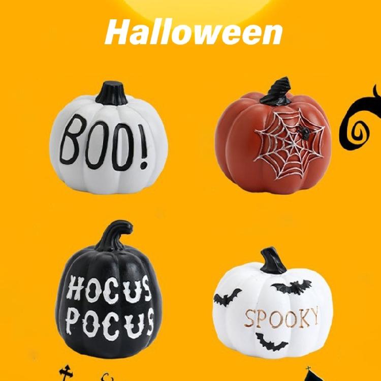 Eerie Halloween Resin Pumpkin Statue Durable Resin Crafted Pumpkin Decorative Ornament for Halloween Celebration