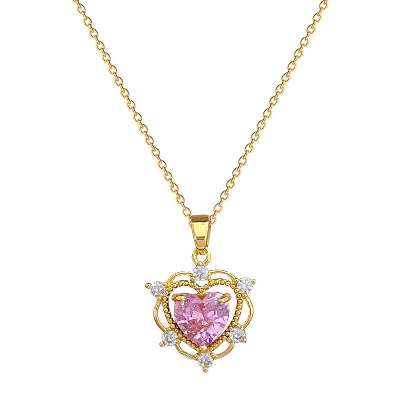 Empty Love Full Diamond Light Luxury Temperament Gorgeous Full Diamond Necklace Female Versatile Collarbone Chain Titanium Steel Chain
