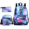 3Pcs/set Anime Cartoon Hatsune Miku Printed Backpack with Shoulder Bag Pencil Case for Teenager Student Boy Girl Large Capacity Waterproof Schoolbag