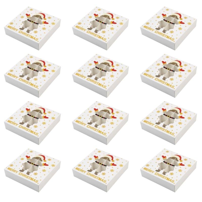 12Pcs Christmas Chocolate Box Gold Foil Chocolate Gift Box with 12 Slot Christmas Treat Boxes for Cookie Candy Chocolate