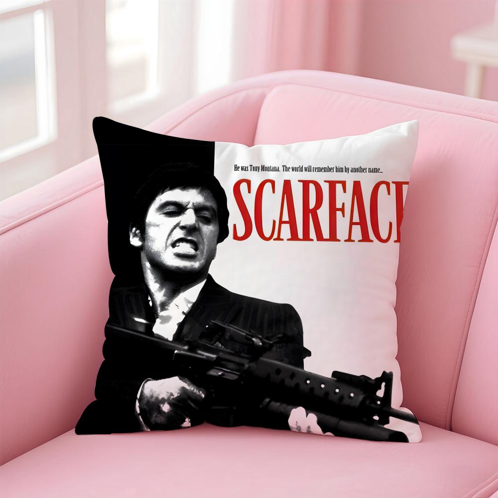 S-Scarface A-Al Pacinos Cushion Cover Pillowcase Short Plush Invisible Zipper Room Sofa Cushion Cover