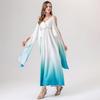 Elegant Egyptian Greek Goddess Costume Dress Women Halloween Party Cosplay Outfit White Blue