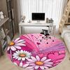 1pc Floral Hearts Office Round Area Rug, Indoor Mat Suitable For Office, Under Office Chairs Bedroom Living Room Home Decor, Room Deco