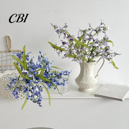 Silk Flowers for Wedding Arrangements Artificial Small Cymbidium Flowers, Faux Long Stem Fake Realistic Fresh Style Botanical Decor Home Table