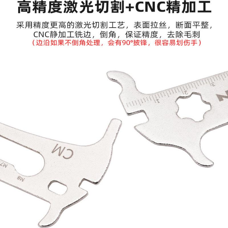 1Pcs Road Bike Bolt Measurement Wear Gauge Tool Portable 6-In-1 Bicycle Chain Gauge New Design Multitool
