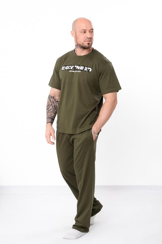 

Чоловічий бавовняний піжамний комплект – Топ з коротким рукавом та довгі штани, Літо, 8094-001-33 HC L хакі