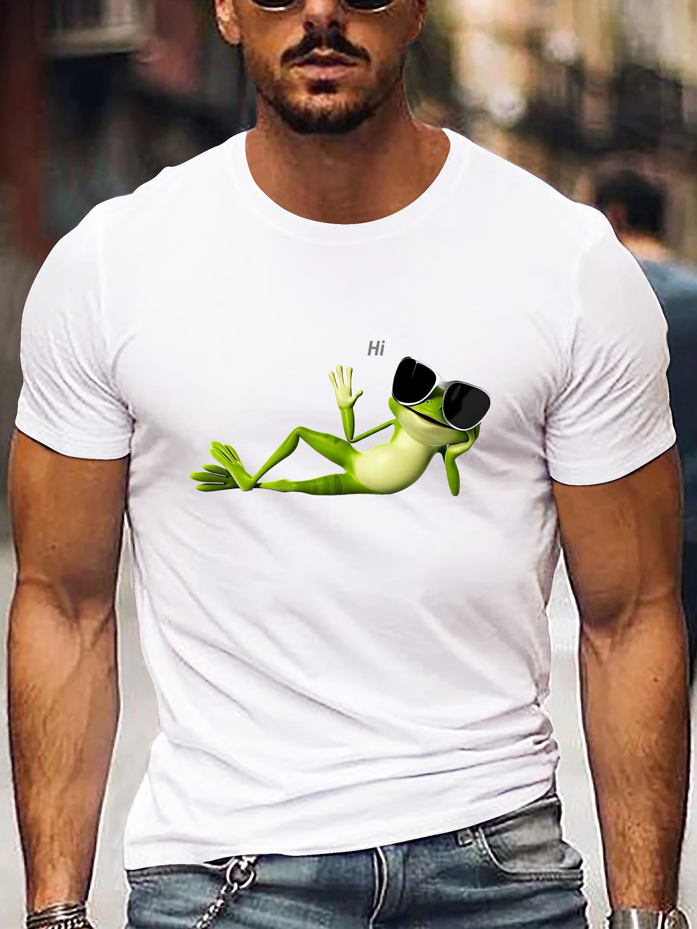 

ZX Summer Hot Selling Mens Fun Frog Printed Tshirt Greetings From Frogs Casual Summer Short Sleeved Round Neck Top 3XL