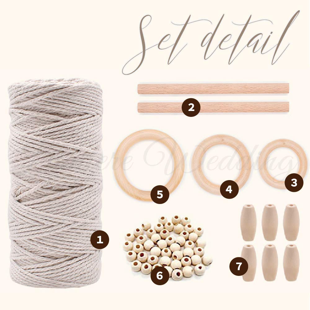 Lumierechat Macrame Knitting Cotton Rope DIY Handmade Wall Decor Kit, Cord, Thread, Crafts, Tapestry, (a-b891)