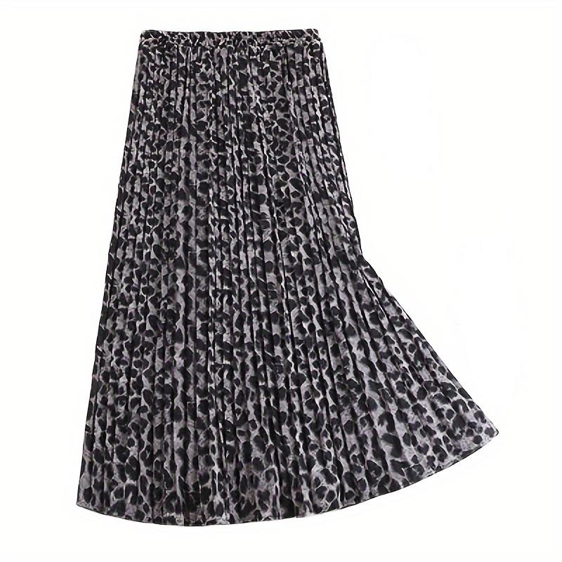 DX~~Ny stil western-stil slangetrykk med høy midje plissert skjørt med orgel, retro flytende og slankende plissert skjørt, langt skjørt i A-linje