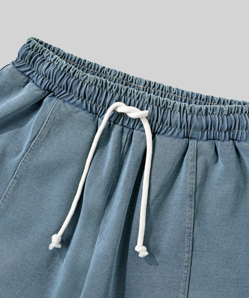 Beodeonteu Front Line Washed Wide Sweatpants [Medium Blue]