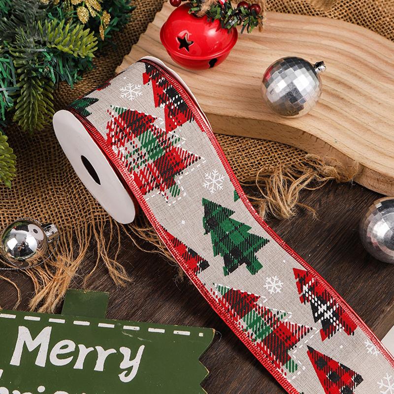 

5M Santa Claus Elk Printed Christmas Ribbon 2026 New Year DIY Home Xmas Tree Cake Gift Packing Decor