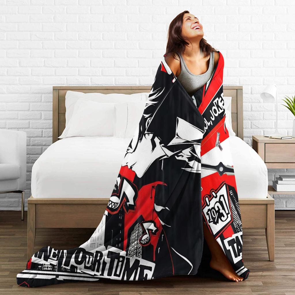 Anime P-Persona 5 Flannel Blanket  Soft Warm Bedding Throws For Outdoor Travel Street Trend Bedspread Sofa Bed Cover