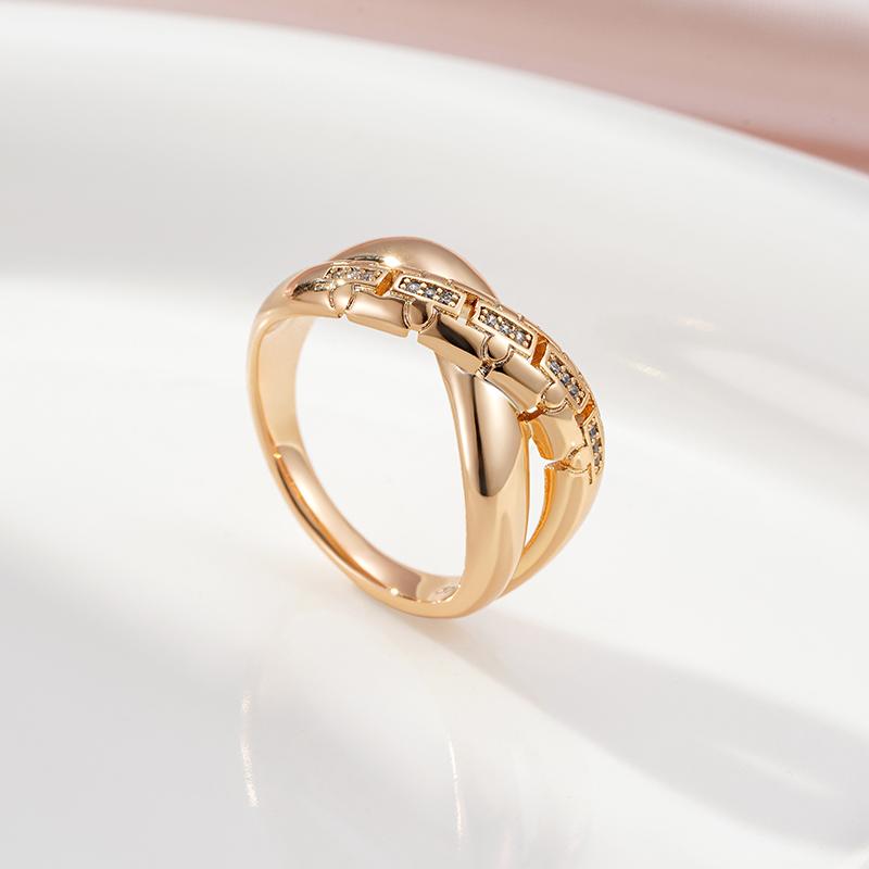 Prsteny Kinel lesklé zlaté barvy Unisex sada zirkonů