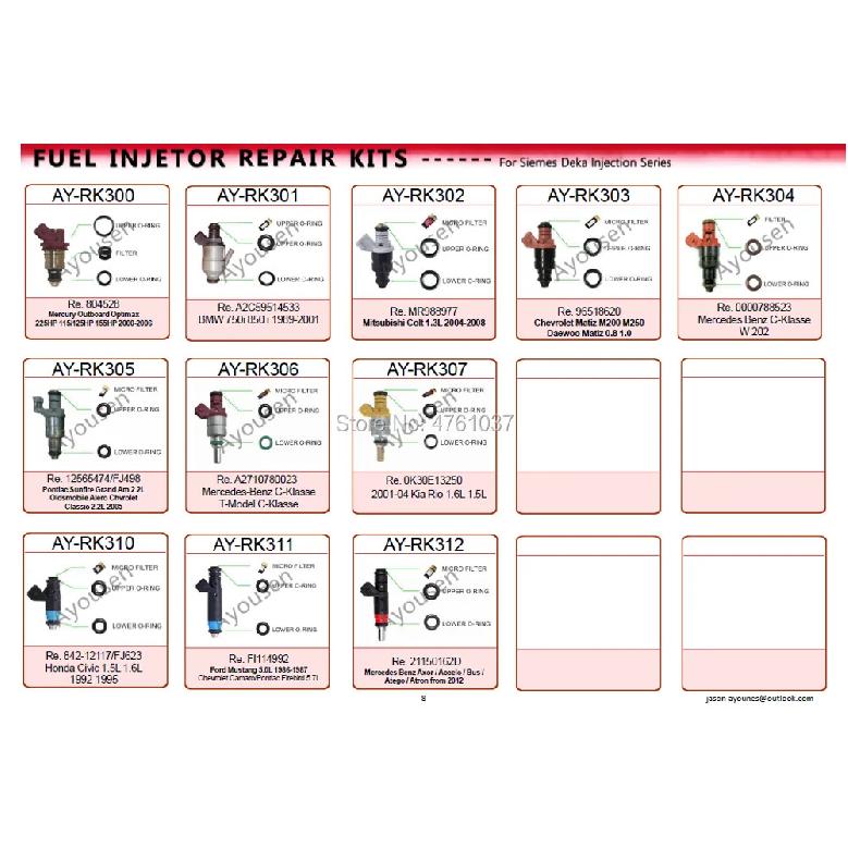10 Sets Fuel Injector Repair Kit For Parts #117113124 FJ10045 For Chevy  Car Replacement  (AY-RK403)