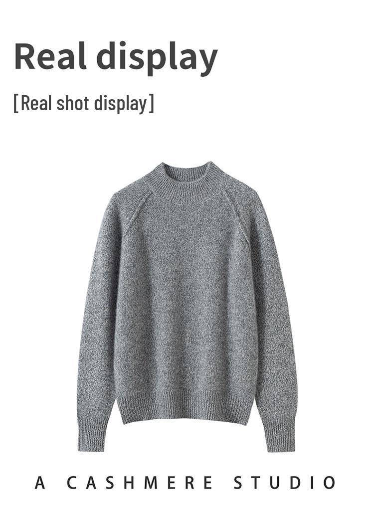 Women's Marled Yarn Pure Wool Long Sleeve Sweater, Half-High Neck Pullover for Autumn/Winter