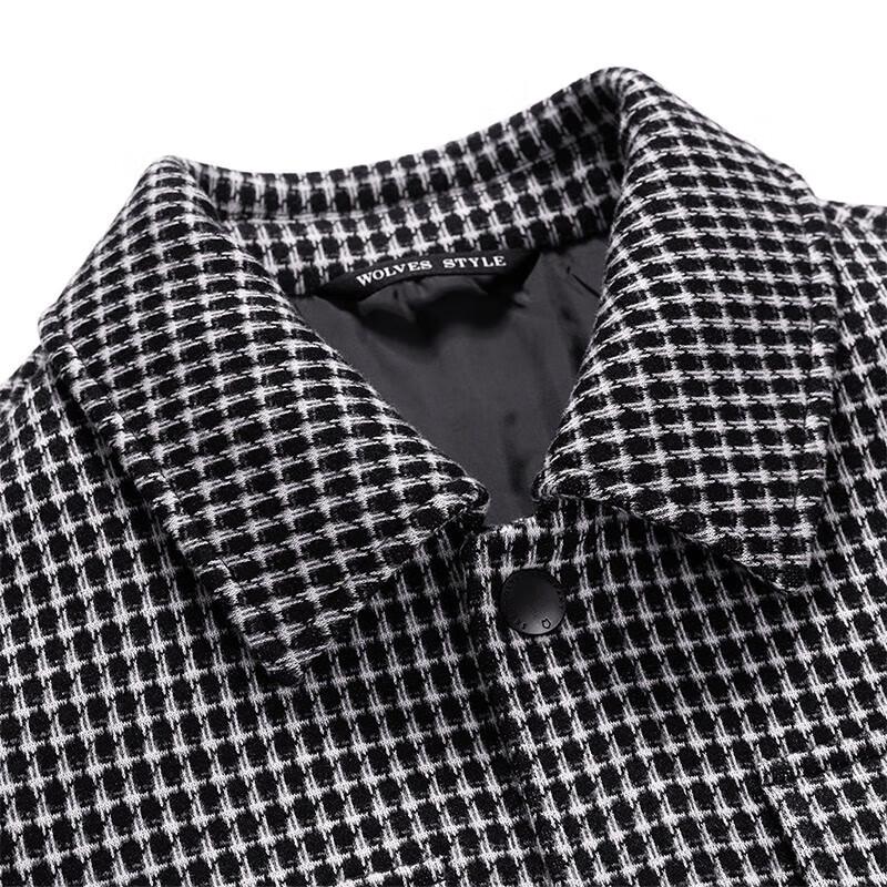 Septwolves Men's Business Casual Plaid Wool Blend Jacket