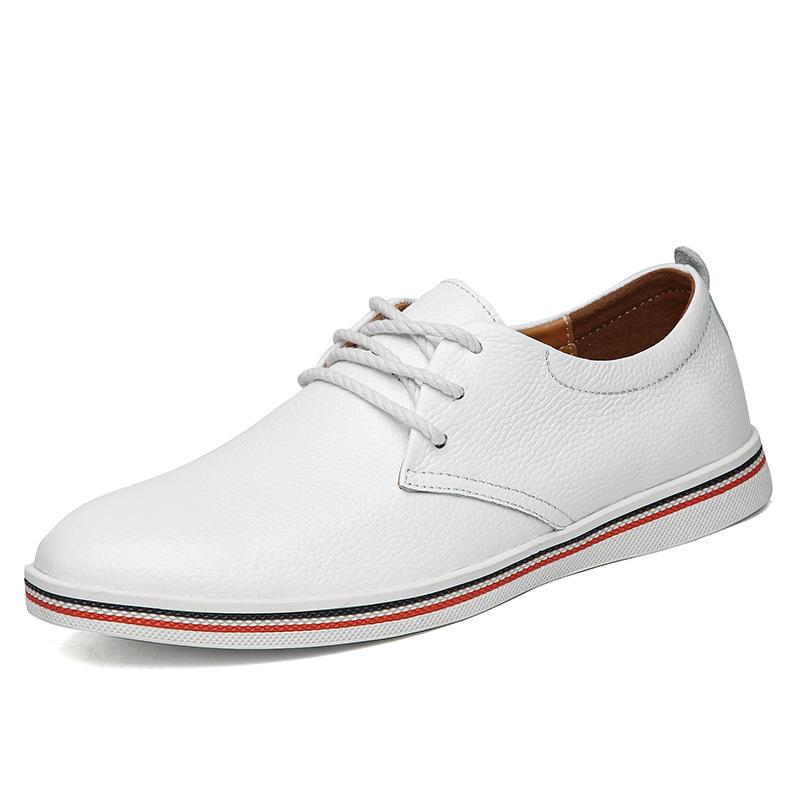 Men s Genuine Leather Casual Loafers - Versatile British Style, Plus Size, Handmade Cowhide Sneakers 38 белый