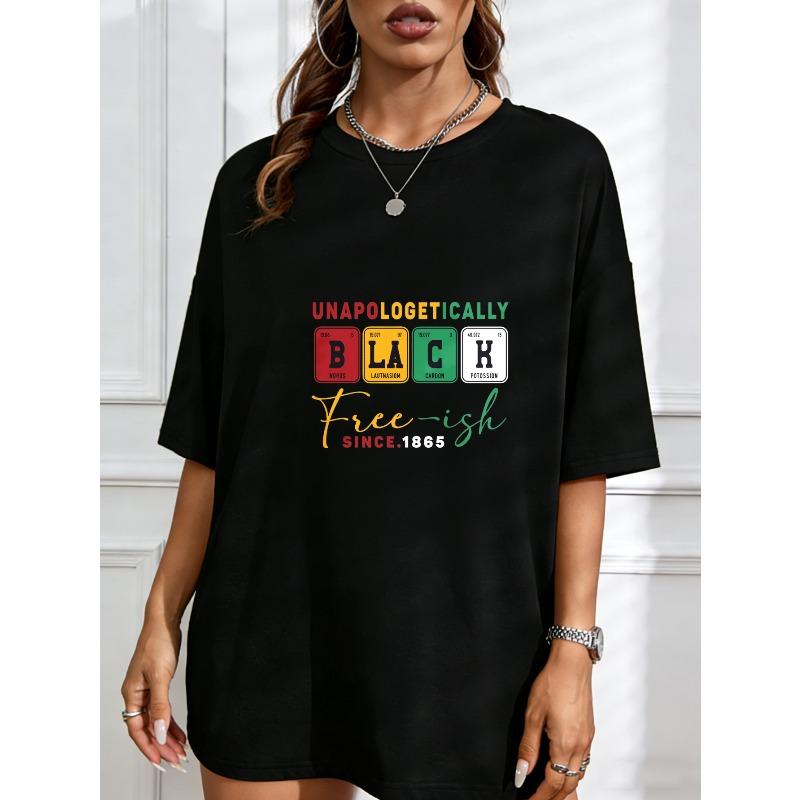 

White T Shirt Unapologetically Black Free Ish Since 1865 Periodic Table Design Casual Everyday Wear XXXXL чорний