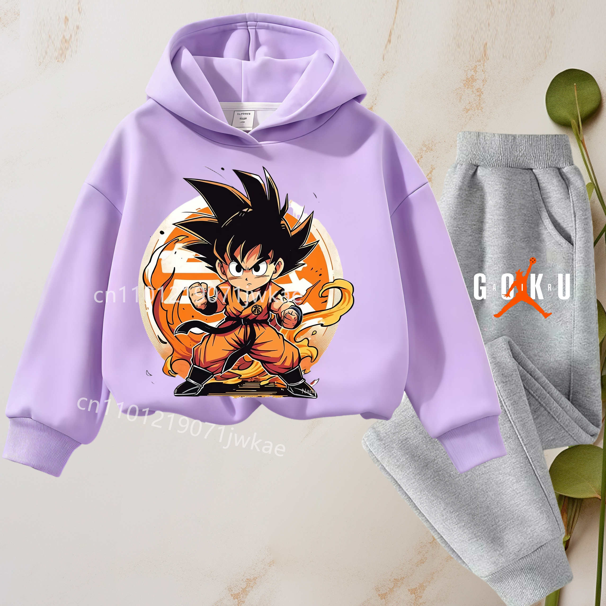 Kapuzenpullover Kinder Herbst Sportbekleidung Jungen und Mädchen Goku Sweatshirt Jungenkleidung Mädchen Set Kapuzenpullover Hosenanzug Kinder 140 black