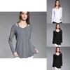 Simple Solid Color Off Shoulder Design Women Long Sleeved Top For Fall Comfort