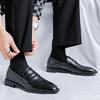 Disparo físico Primavera Nuevo Estilo Casual de Negocios Mocasines de Cuero Puntiagudos Negro Marrón Para el Uso Diario de Oficina de Hombres Zapatos sin Cordones